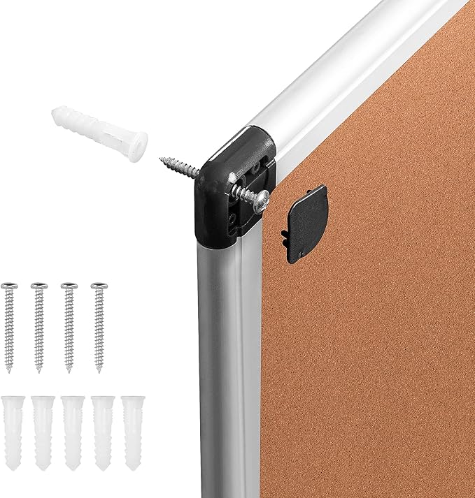 Amazon Basics Rectangular Bulletin Board, Cork Board for Wall, Vision Board for Classroom and Office, Aluminum Frame, 35" x 47", Brown-DeskLoop Office