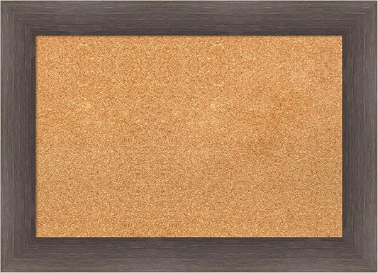 Amanti Art Natural Cork Board for Wall, 21x29 Vision Board with Brown Wood Frame, Medium Corkboard Office Decor for Home Organization, Country Rustic Corkboard Pinboard to Display Items for Home-DeskLoop Office