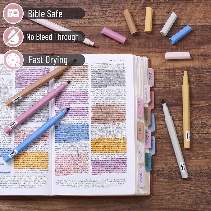 Mr. Pen- Aesthetic Highlighters No Bleed, 6 Pack, Chisel Tip | Cute Bible - Image 4