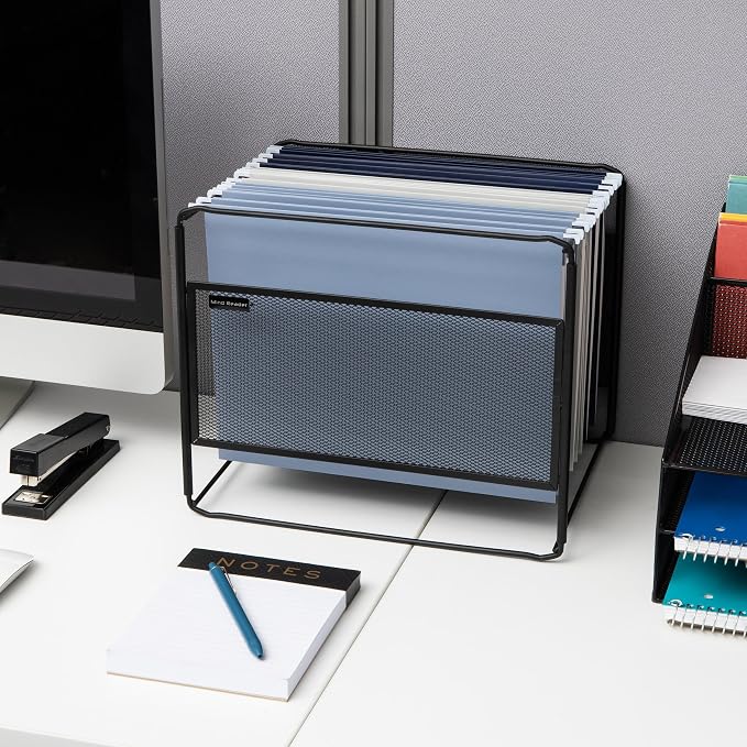 Mind Reader Hanging File Folder Organizer, Desktop Organizer, Metal Mesh - Image 6