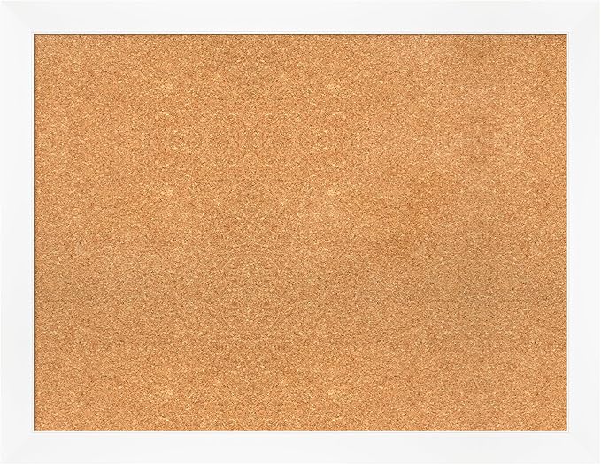 Amanti Art Natural Cork Board for Wall, 27x35 Vision Board with White Frame, Large Corkboard Office Decor for Home Organization, Modern Corkboard Pinboard to Display Items for Home Organization in-DeskLoop Office