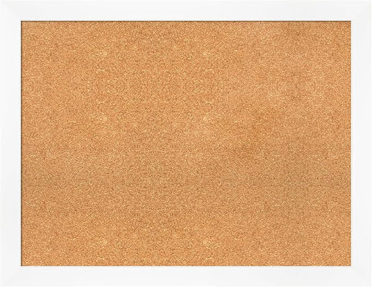 Amanti Art Natural Cork Board for Wall, 27x35 Vision Board with White Frame, Large Corkboard Office Decor for Home Organization, Modern Corkboard Pinboard to Display Items for Home Organization in-DeskLoop Office