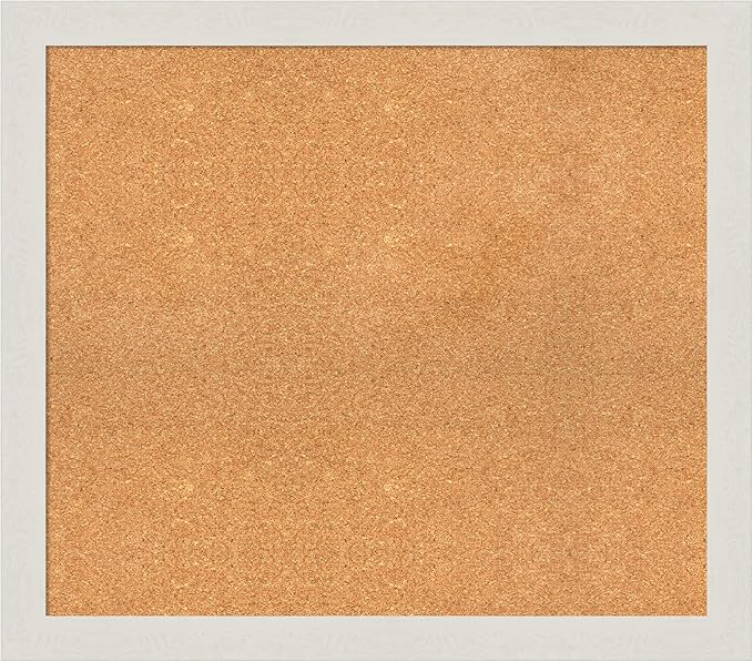 Amanti Art Natural Cork Board for Wall, 29x33 Vision Board with White Frame, Large Corkboard Office Decor for Home Organization, Country Rustic Corkboard Pinboard to Display Items for Home-DeskLoop Office