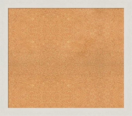 Amanti Art Natural Cork Board for Wall, 29x33 Vision Board with White Frame, Large Corkboard Office Decor for Home Organization, Country Rustic Corkboard Pinboard to Display Items for Home-DeskLoop Office