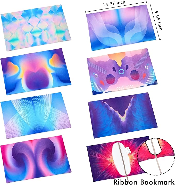 Feela 8 Pack Stretchable Jumbo Fabric Book Covers - Washable Durable Reusable Nylon for Hardcover Textbooks Notebooks up to 9"x11" - 8 Neon Patterns-DeskLoop Office