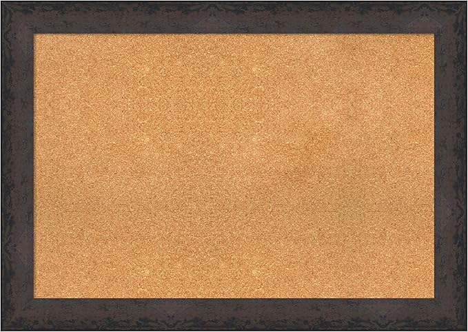 Amanti Art Natural Cork Board for Wall, 29x41 Vision Board with Black Wood Frame, Large Corkboard Office Decor for Home Organization, Modern Contemporary Corkboard Pinboard to display items for home-DeskLoop Office