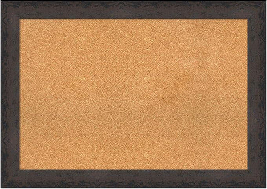 Amanti Art Natural Cork Board for Wall, 29x41 Vision Board with Black Wood Frame, Large Corkboard Office Decor for Home Organization, Modern Contemporary Corkboard Pinboard to display items for home-DeskLoop Office