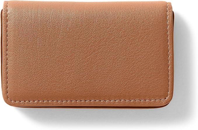 Leatherology Cognac Business Card Case, Magnetic Closure ID Holder, Full Grain by Leatherology