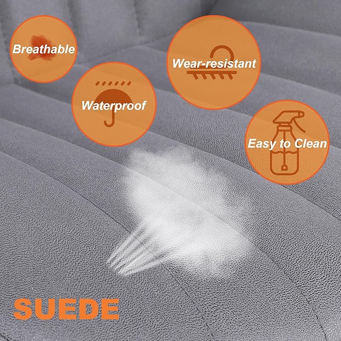 Bar Stools Set of 3, Swivel Counter Height Barstools with Back, Adjustable PU Leather Bar Chairs, Modern Armless Kitchen Island Stool, Dark Grey-DeskLoop Office