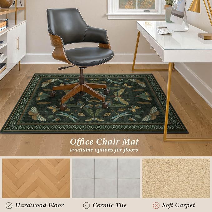 4'x5' Dark Green Office Chair Mat - Image 4