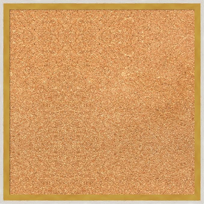 Amanti Art Natural Cork Board for Wall, 17x17 Vision Board with White Frame, Small Corkboard Office Decor for Home Organization, Modern Corkboard Pinboard to Display Items for Home Organization in-DeskLoop Office