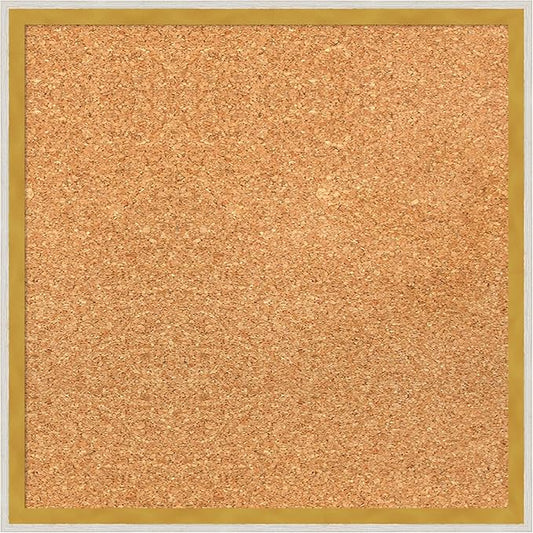 Amanti Art Natural Cork Board for Wall, 17x17 Vision Board with White Frame, Small Corkboard Office Decor for Home Organization, Modern Corkboard Pinboard to Display Items for Home Organization in-DeskLoop Office