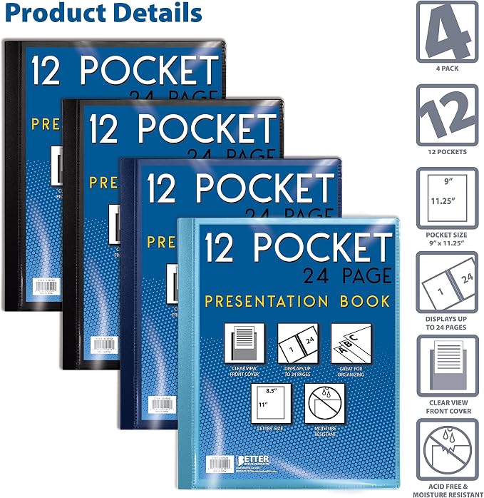 Better Office Products 12 Pocket Bound Presentation Book, 24 Sheet Protector - Image 3