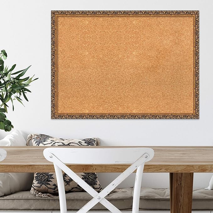 Amanti Art Natural Cork Board for Wall, 22x30 Vision Board with Bronze Frame, Medium Corkboard Office Decor for Home Organization, Traditional Corkboard Pinboard to Display Items for Home-DeskLoop Office