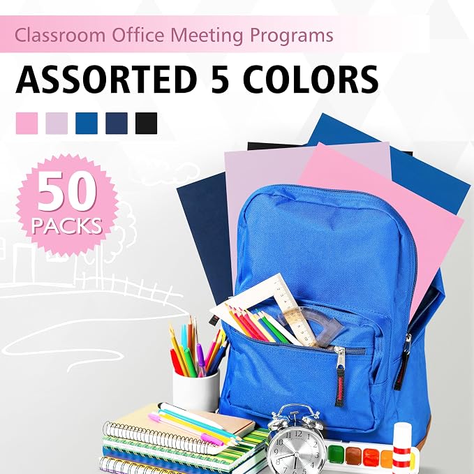 50 Packs Two Pocket Folders, Two Pocket File Folders - Image 3