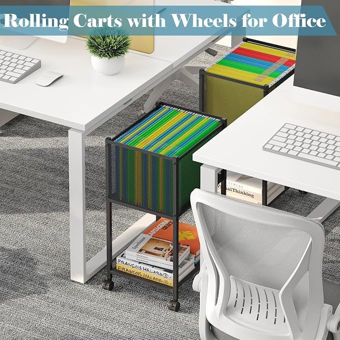 Sbanmao Letter/Legal Rolling File Cart, Narrow Mobile File Cabinet - Image 3