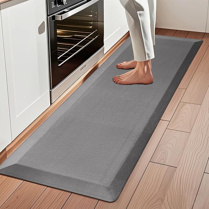 Anti Fatigue Kitchen Mats for Floor, Grey 9/10 Extra Thick Cushioned Standing Desk Mat, Comfort Memory Foam Ergonomic Kitchen Rugs and Mats Non-Slip Waterproof for Office, Kitchen, Sink, 20" x 48"-DeskLoop Office