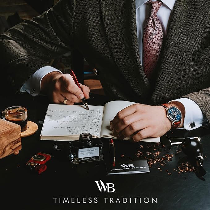 Wordsworth & Black Majesti Fountain Pen-(Red), Luxury Case, 24K Gold Finish; 18K Gilded Fine Nib- Ink Cartridges, Refillable Ink Converter-Calligraphy Pen-Best Business Gift Set for Men & Women-DeskLoop Office