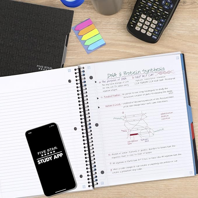 Five Star Advance Spiral Notebook + Study App, 3 Subject, College Ruled Paper - Image 3
