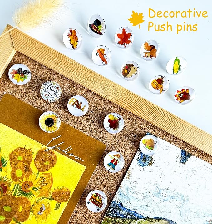 24Pcs Thanksgiving Decorative Push Pins Fall Theme Thumbtacks - Image 2