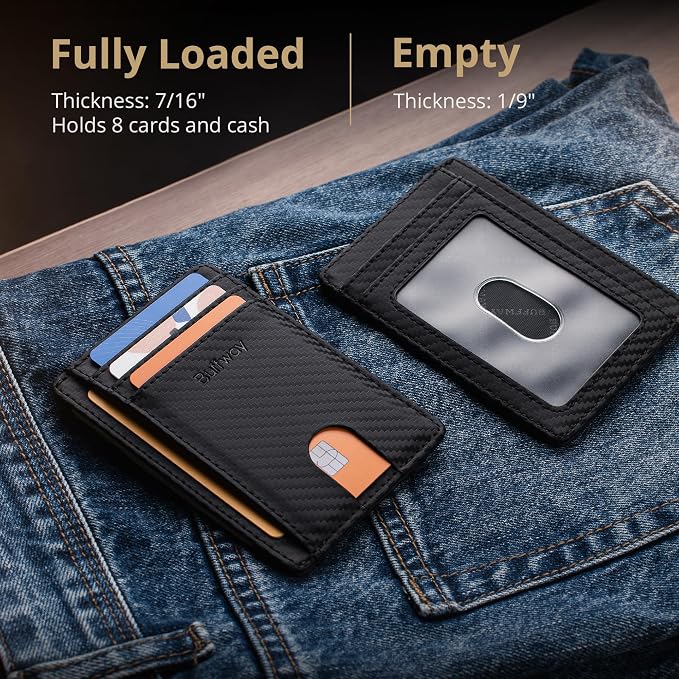 Buffway Slim Minimalist Front Pocket RFID Blocking Leather Wallets - Image 6