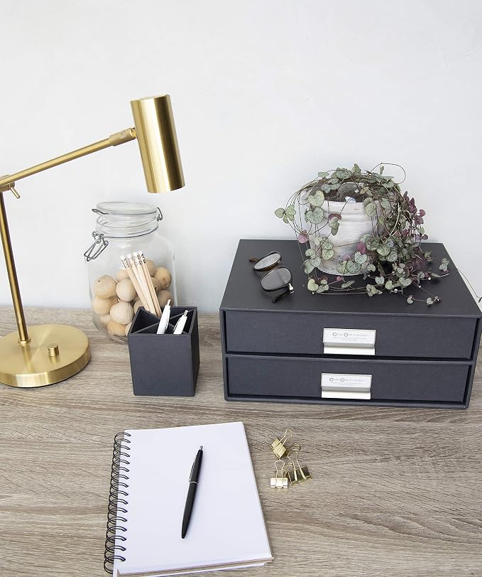 Bigso Box of Sweden Birger 2-Drawer Fiberboard Label Frame Document Letter Box - Image 2