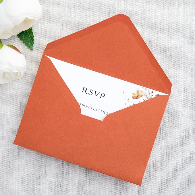 PONATIA 50 Pack A1 Envelopes, 3.62 x 5.2'' Burnt Orange Envelopes Perfect - Image 3