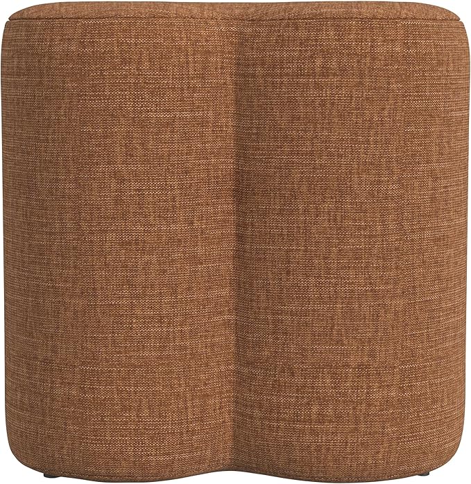 HomePop Upholstered Clover Shaped Ottoman Home Décor|Foot Rest Ottoman - Rust Orange Chenille-DeskLoop Office