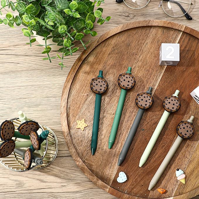 50 Pcs Cookie Ballpoint Pen Bulk Housekeeping Appreciation Gift Retractable Writing 1mm Medium Point Black Ink Green Fancy Gift for Friend Troop Scout Leader Cookie Lover Party Favor