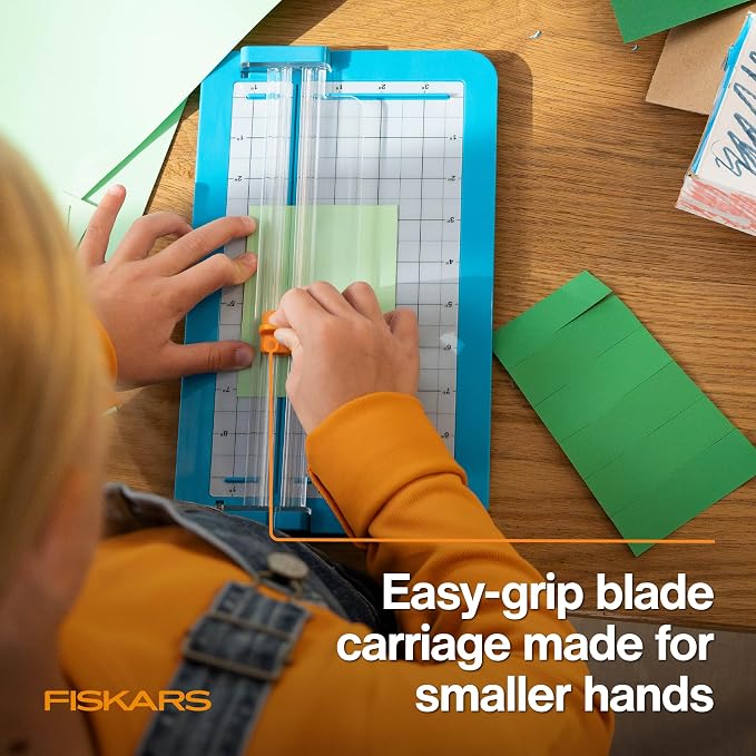Fiskars Kids Junior Paper Trimmer – Turquoise Safe and Easy Paper Cutter - Image 5