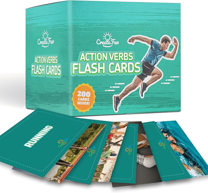 200 Action Verbs Flash Cards by CreateFun