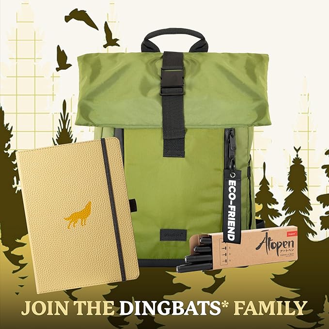 Dingbats* Wildlife Dotted Writing Journal Notebook A5 - Vegan Leather Hardcover - Ideal for Work, Travel - Pocket, Elastic Closure, & Bookmark-DeskLoop Office