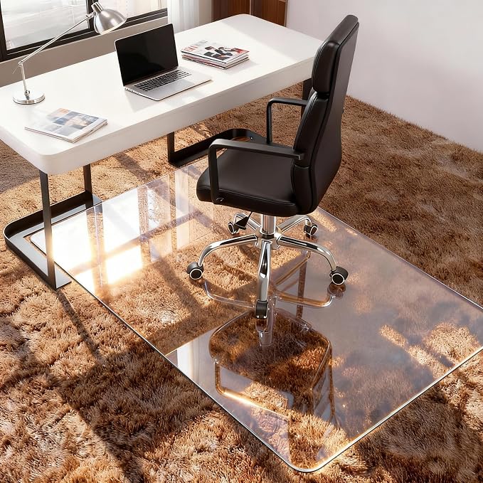 Azadx Tempered Glass Chair Mat for Carpet 32" x 48" Heavy Duty Office Chair Mat by Azadx