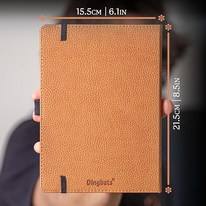 Dingbats* Wildlife Plain Journal Notebook A5 - Vegan Leather Hard Cover, Ideal for Work, Travel - Pocket, Elastic Closure, Bookmark-DeskLoop Office