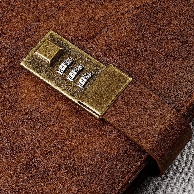 WEMATE Diary with Lock, A5 PU Leather Journal with Lock 240 Pages, Vintage - Image 5