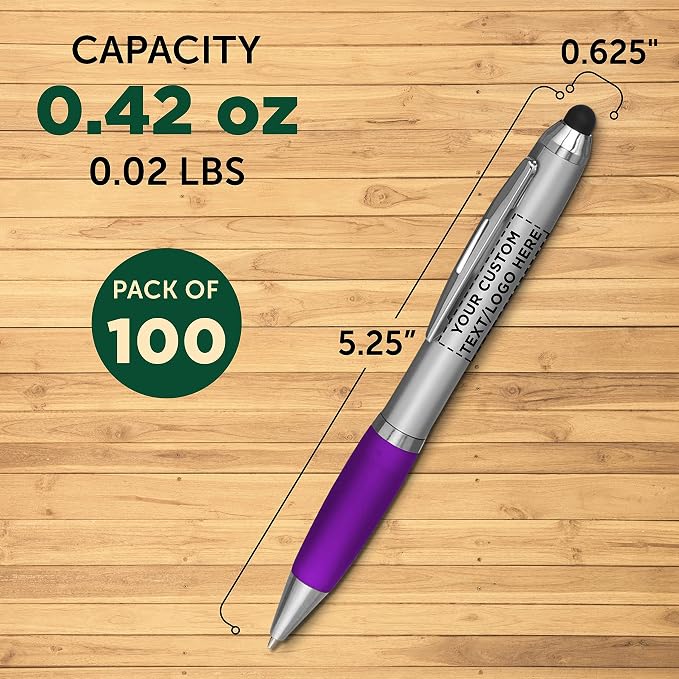 DISCOUNT PROMOS Custom Stylus Ballpoint Pens Set of 100, Personalized Bulk Pack - Image 5