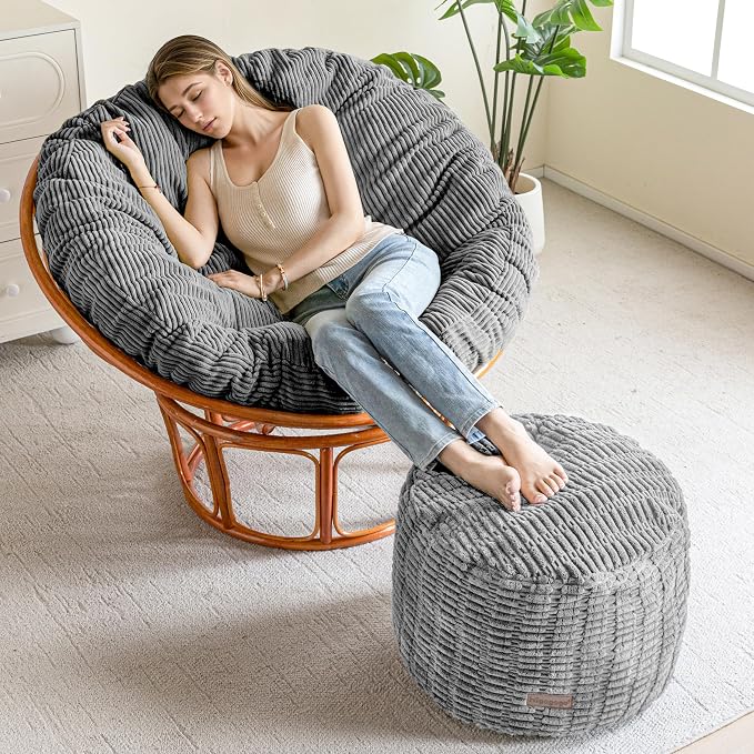 HIGOGOGO Pouf Ottoman Stuffed Round Modern Foam Filled Foot Rest Poufs - Image 4