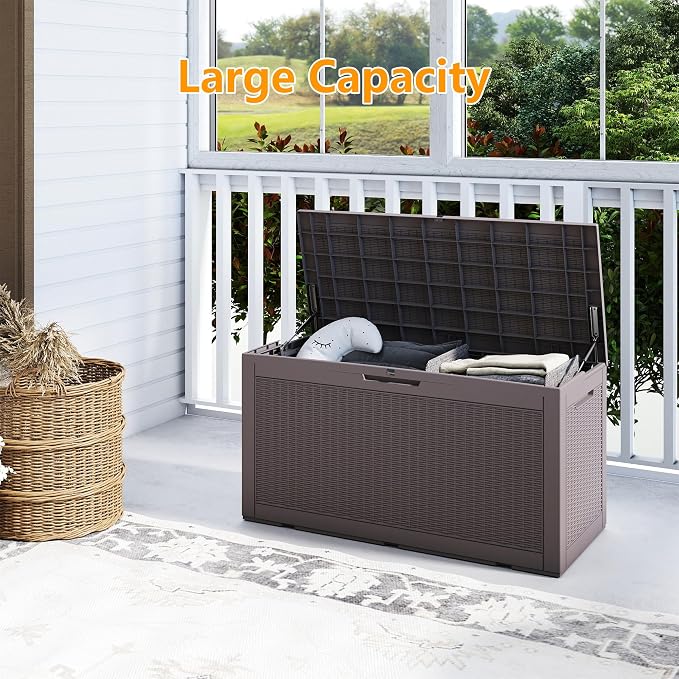 Yardgrace 100 Gallon Outdoor Storage Box Waterproof, Resin Deck Boxes - Image 5