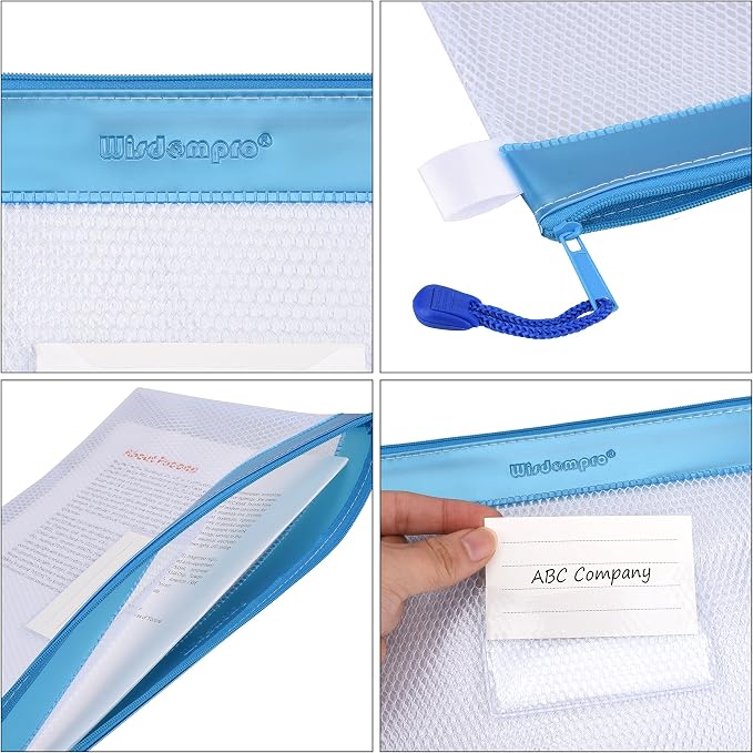 Wisdompro Zipper Pouch, 4 Packs Durable Letter Size Waterproof Mesh File Bag - Image 5