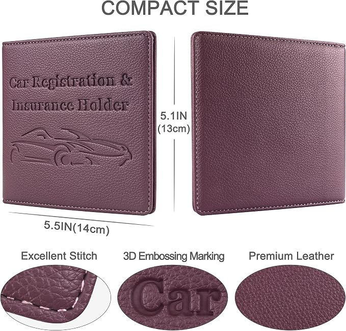 Car Registration and Insurance Holder, Premium PU Leather Vehicle Glove Box Car - Image 5