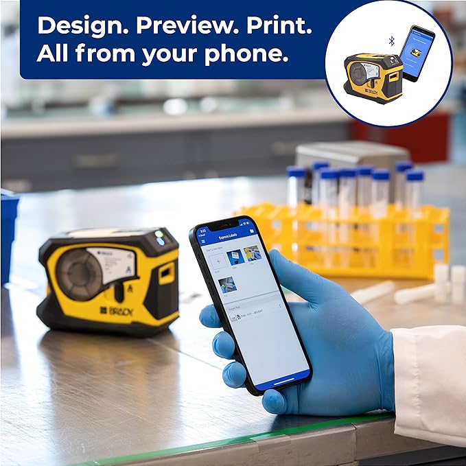 Brady M211 Portable Bluetooth Monochrome Label Printer, Yellow/Black-DeskLoop Office