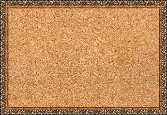 Amanti Art Natural Cork Board for Wall, 18x26 Vision Board with Bronze Frame, Medium Corkboard Office Decor for Home Organization, Traditional Corkboard Pinboard to Display Items for Home-DeskLoop Office