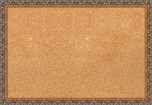 Amanti Art Natural Cork Board for Wall, 18x26 Vision Board with Bronze Frame, Medium Corkboard Office Decor for Home Organization, Traditional Corkboard Pinboard to Display Items for Home-DeskLoop Office