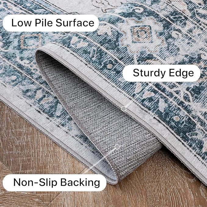 GENIMO Area Rug 2x3 Doormat, Machine Washable Low Pile Vintage Rugs, Small - Image 7