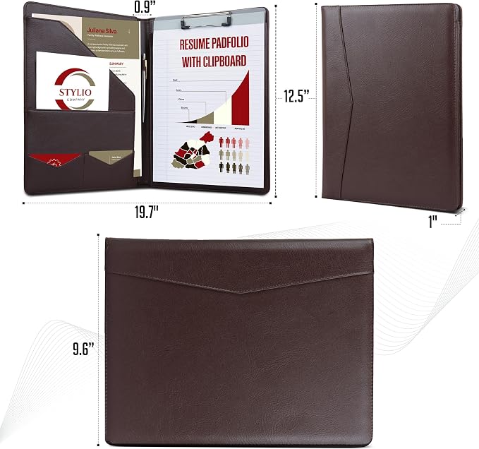 STYLIO Padfolio Folder with Removable Clipboard | Walnut Color| Portfolio - Image 3