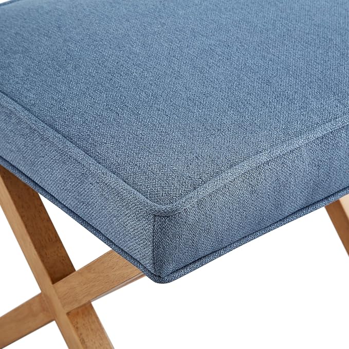Amazon Basics Small Ottoman Foot Rest, Mid-Century Modern X Square Upholstered - Image 5
