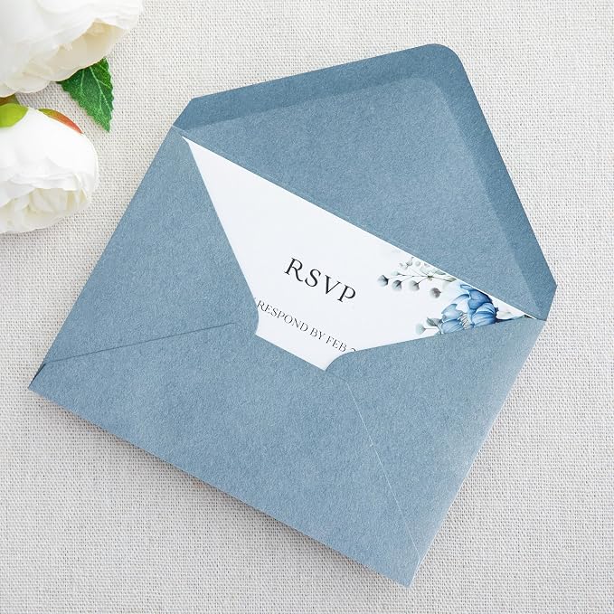 PONATIA 50 Pack A1 Envelopes, 3.63 x 5.2'' Dusty Blue Envelopes Perfect - Image 6
