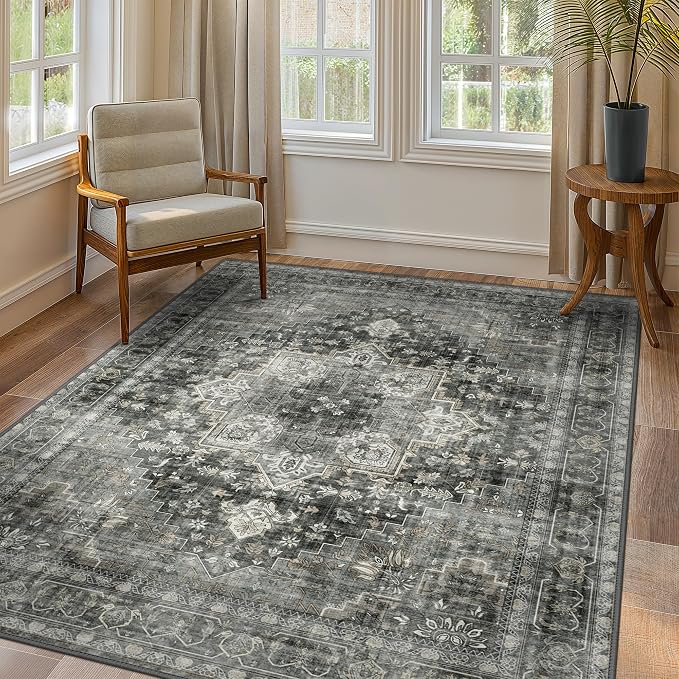 GENIMO 7'6''x9'6'' Area Rugs for Living Room, Machine Washable Non Slip Vintage by GENIMO