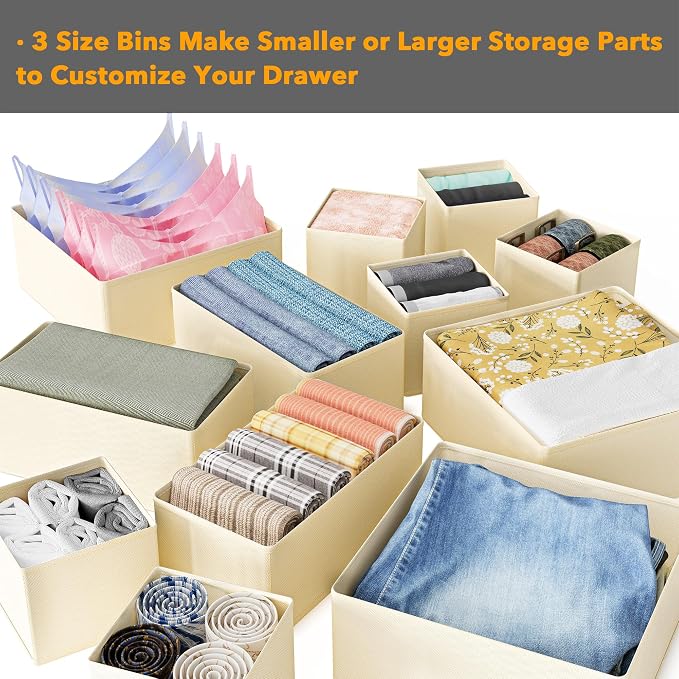 SpaceAid Drawer Organizer Clothes, 12 Pack Dresser Organizer Bins - Image 5
