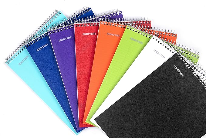 Mintra Office TOP BOUND Durable Spiral Notebooks (Black, College Ruled 3pk)-DeskLoop Office